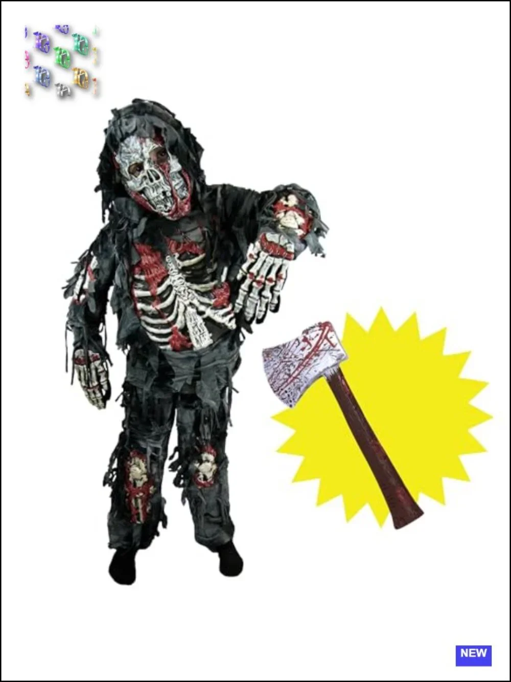 Kids Deluxe Zombie Costume with Mask Gloves and Axe